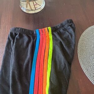 Aviator Nation Kids Black Joggers with Rainbow Stripes